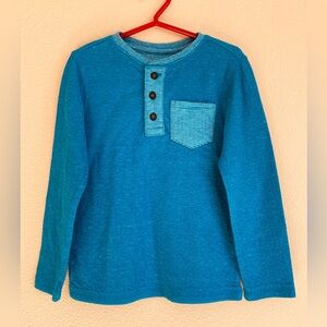 Cat & Jack Teal Long Sleeve Kids Tee with Buttons, Extra Small 4/5